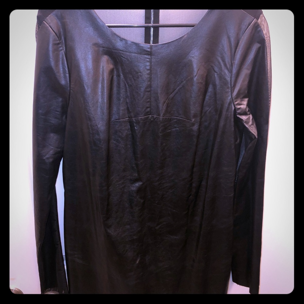 Faux Leather Dress with Sheer Back
